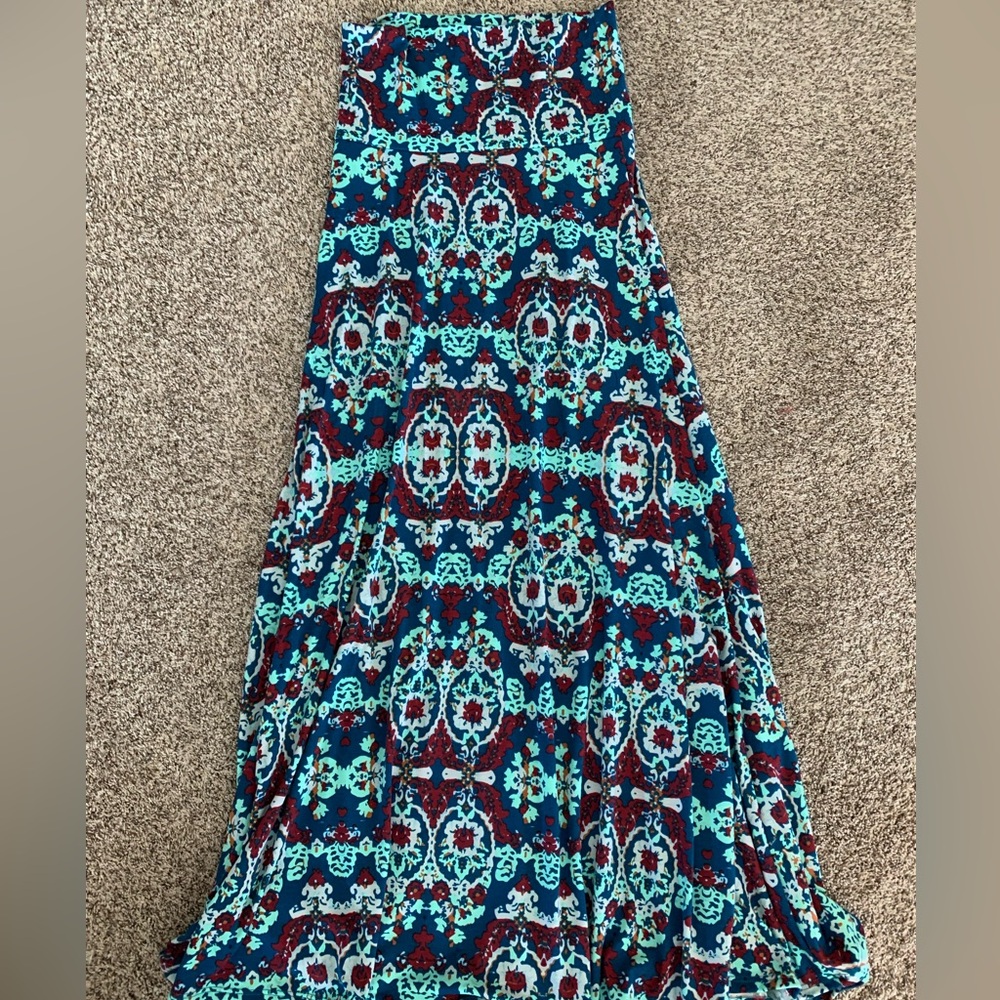 Teal Multi-Color Lularoe Maxi Skirt Size XS